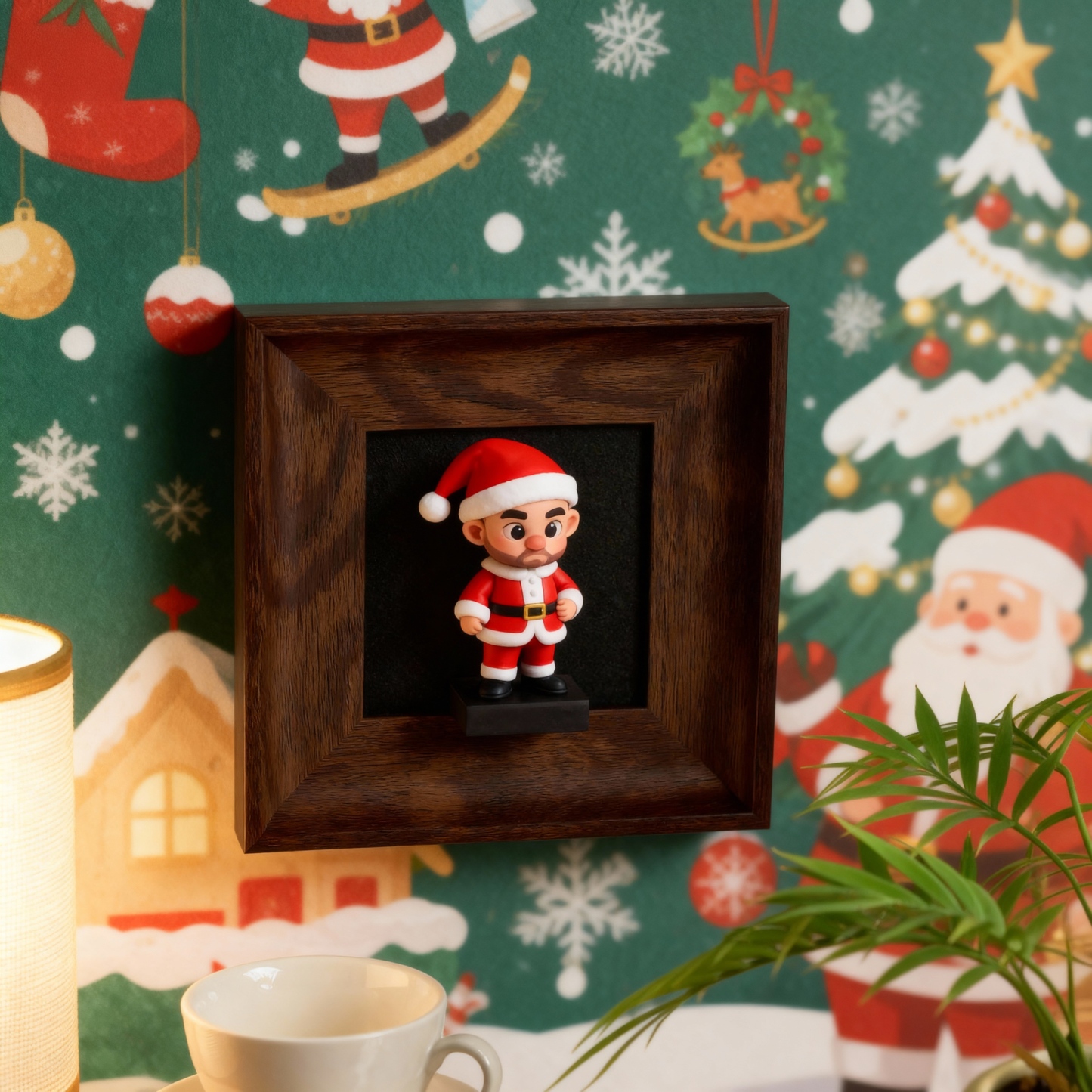 Custom Memorial 3D Figurine (from Photo) in Wooden Frame | Unique Christmas Present & Home Decor-SELLMALL