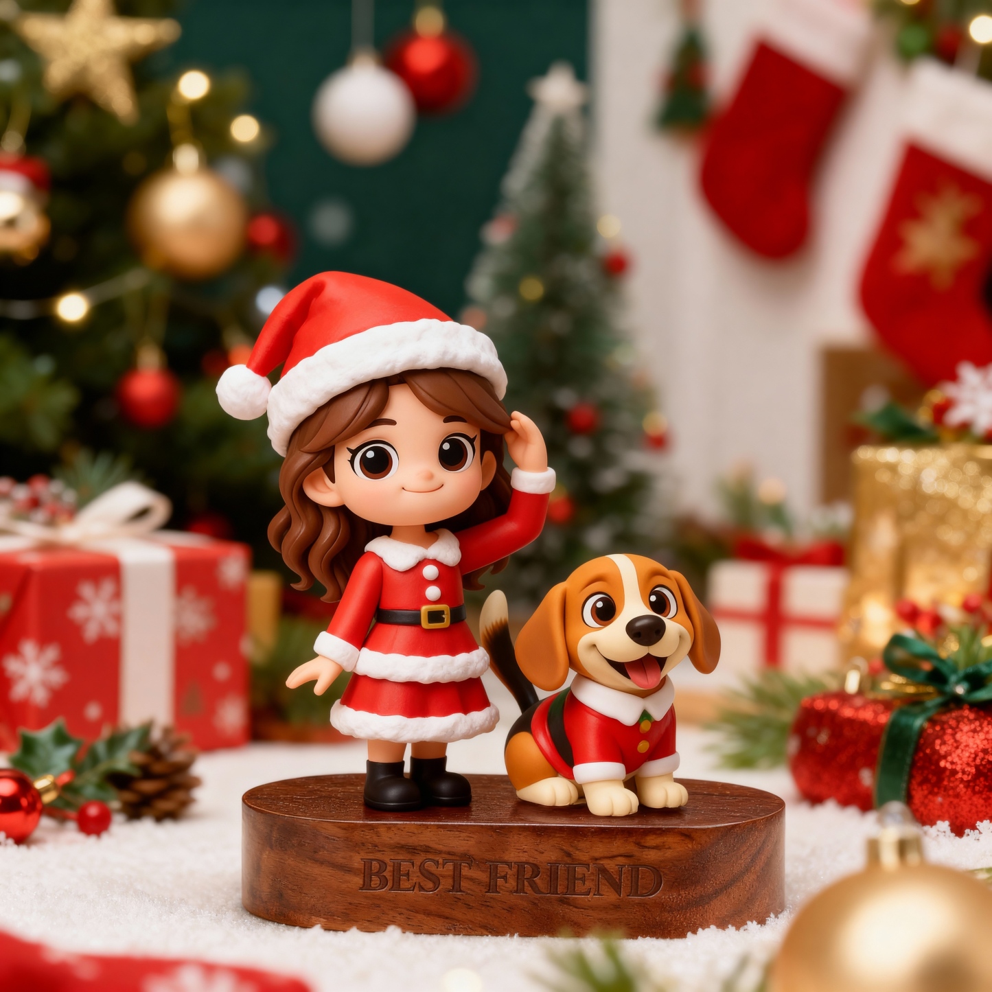 Custom 3D Printed Figure - With Engraved Wooden Base | Personalized Name & Message Stand - Christmas-SELL MALL