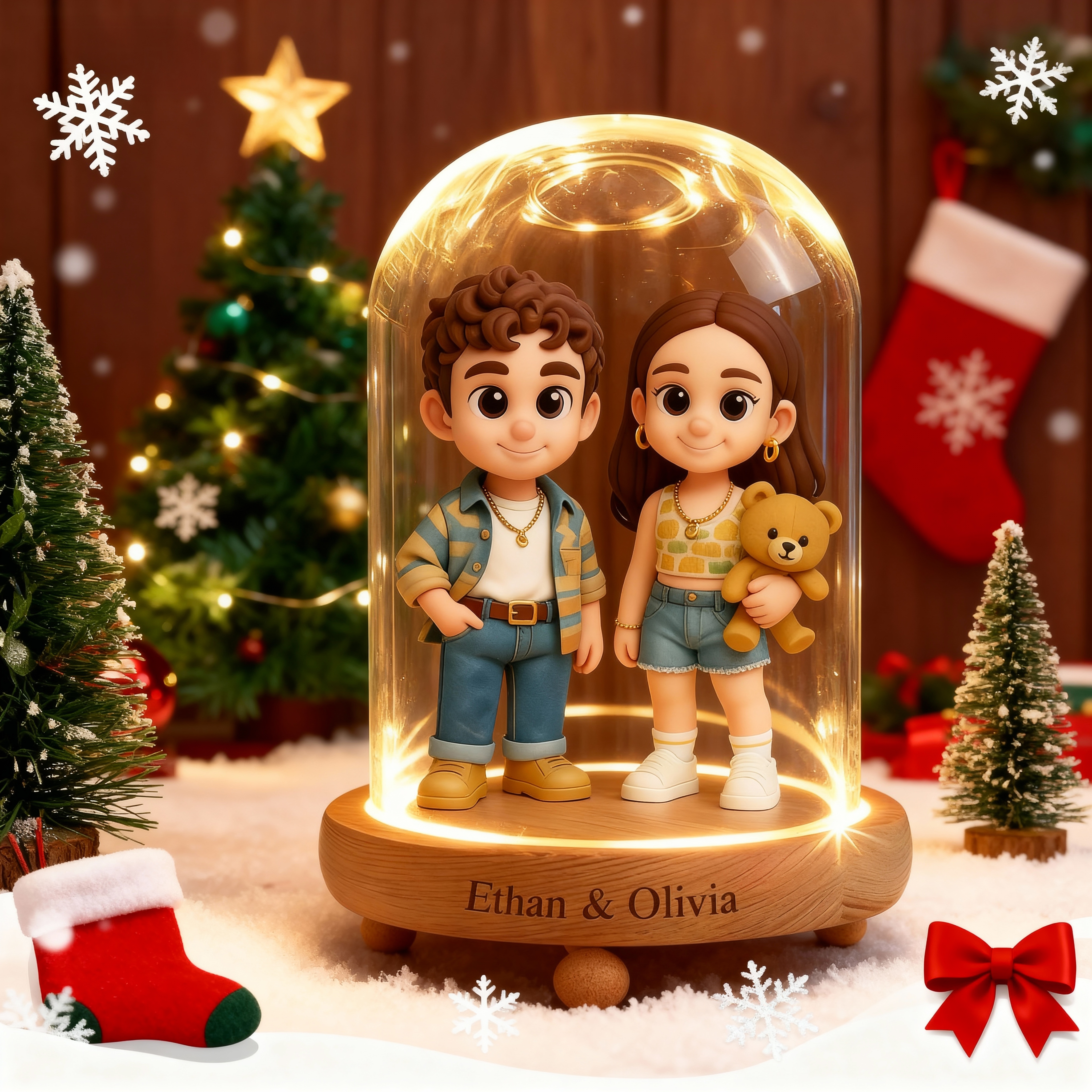 Custom 3D Action Figure - Christmas - Round Long Cover Night Lamp-SELL MALL