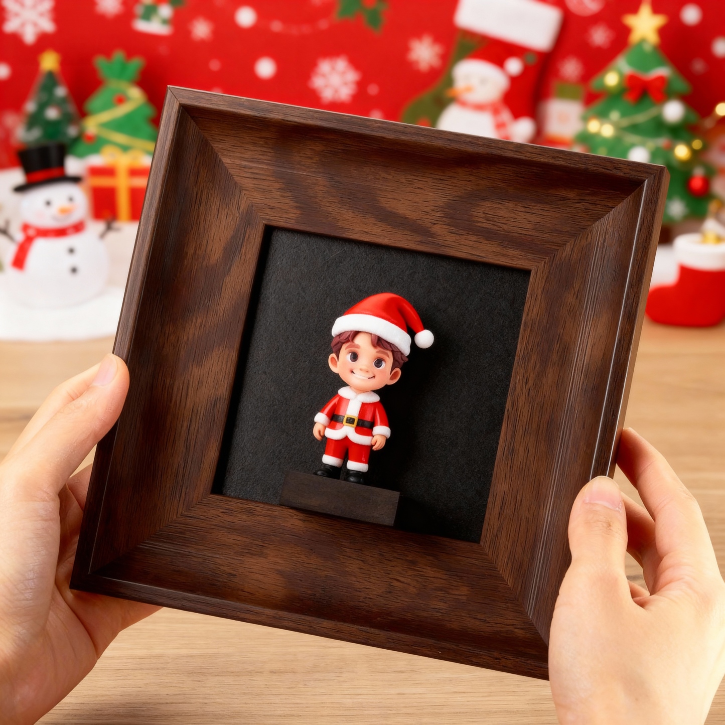Custom Memorial 3D Figurine (from Photo) in Wooden Frame | Unique Christmas Present & Home Decor-SELLMALL