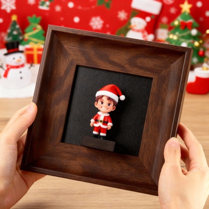 Custom Memorial 3D Figurine (from Photo) in Wooden Frame | Unique Christmas Present & Home Decor-SELLMALL