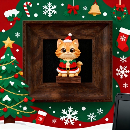 Custom Memorial 3D Figurine (from Photo) in Wooden Frame | Unique Christmas Present & Home Decor-SELLMALL