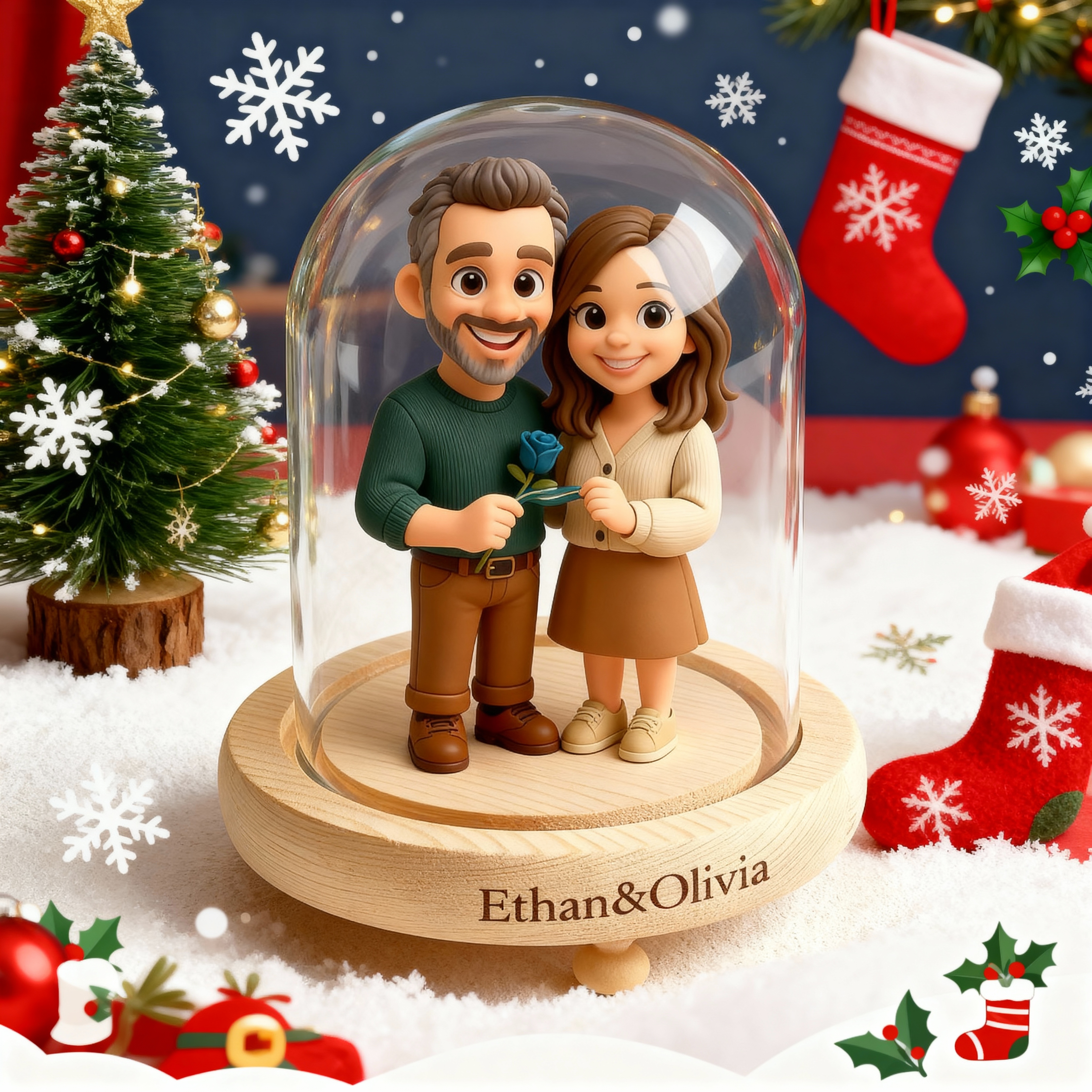 Custom 3D Action Figure - Christmas - Round Long Cover Night Lamp-SELL MALL