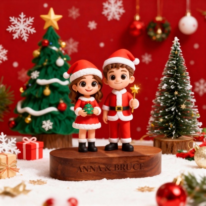 Custom 3D Printed Figure - With Engraved Wooden Base | Personalized Name & Message Stand - Christmas-SELL MALL