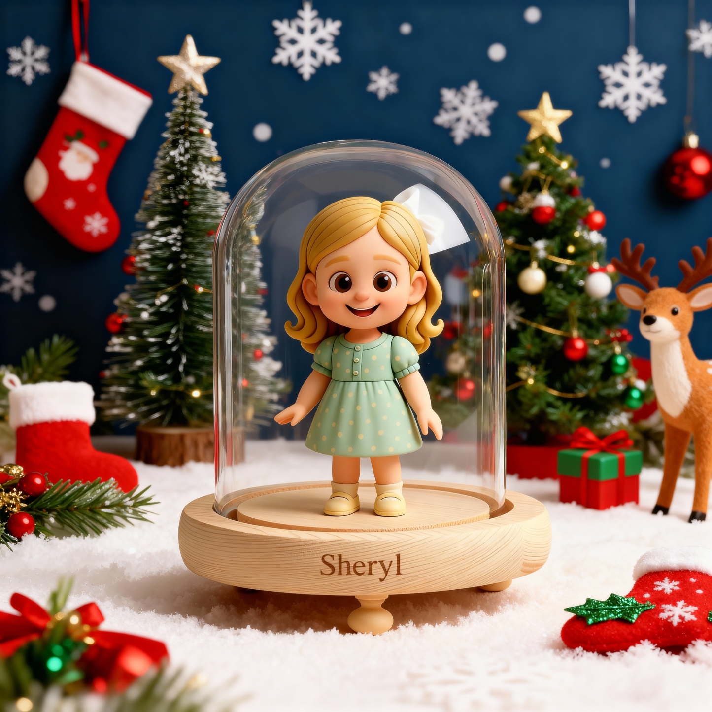 Custom 3D Action Figure - Christmas - Round Long Cover Night Lamp-SELL MALL