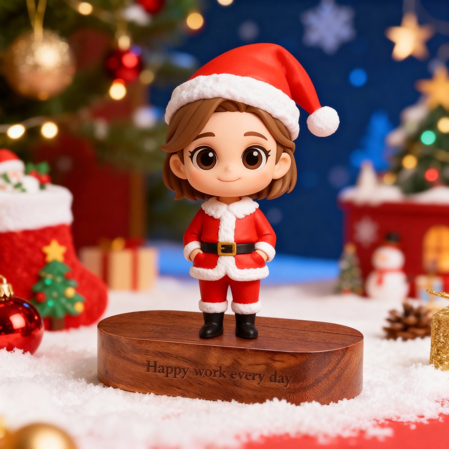 Custom 3D Printed Figure - With Engraved Wooden Base | Personalized Name & Message Stand - Christmas-SELL MALL