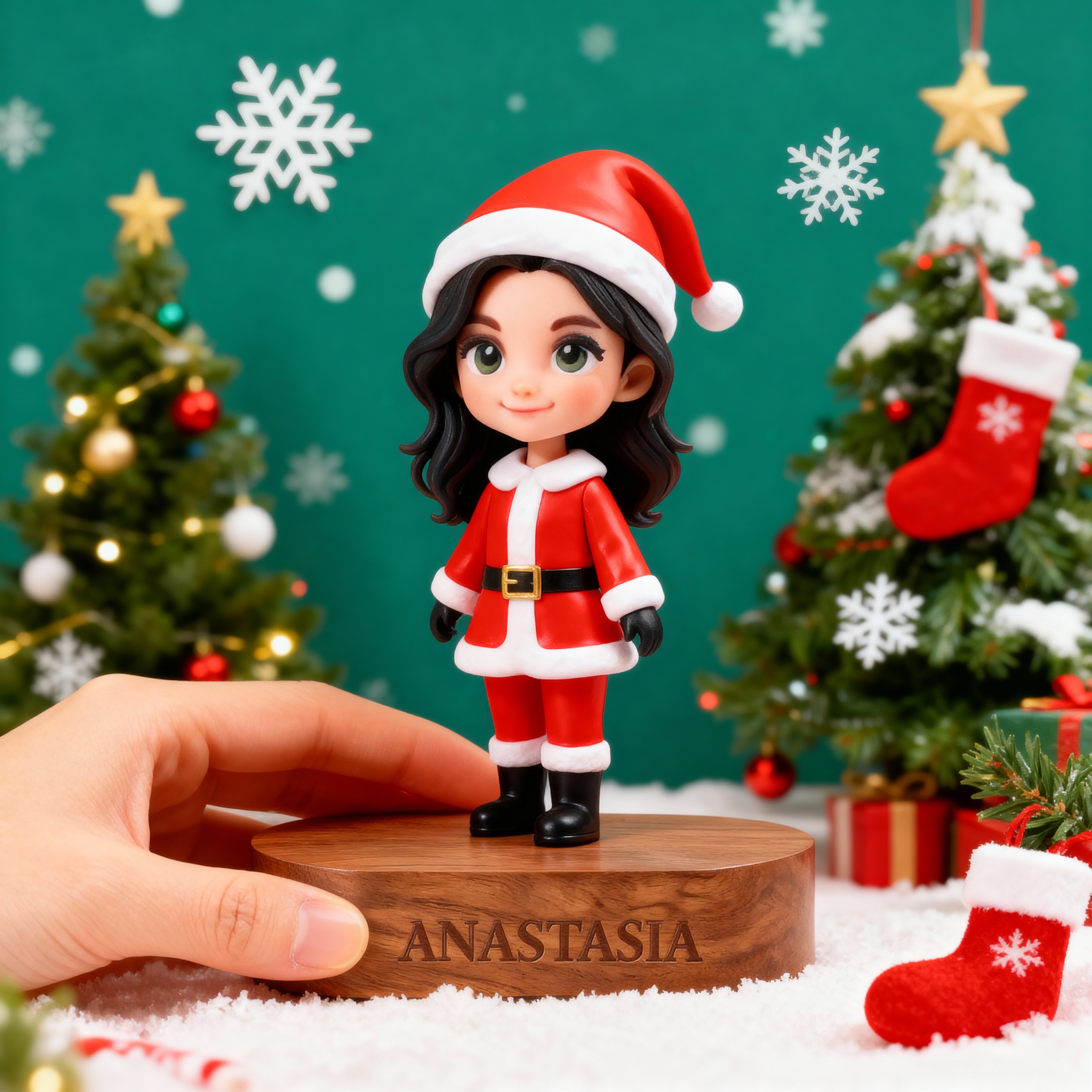 Custom 3D Printed Figure - With Engraved Wooden Base | Personalized Name & Message Stand - Christmas-SELL MALL
