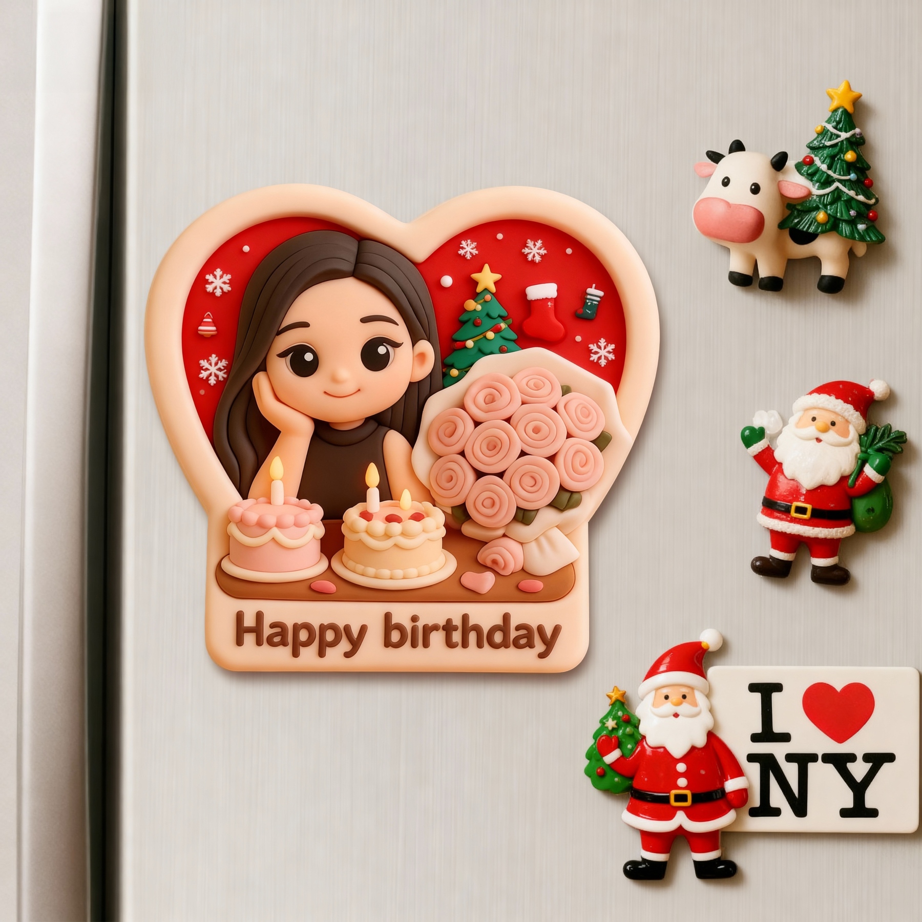 Custom 3D Printed Fridge Magnet - Personalized 3D Mini Character - Christmas-SELL MALL