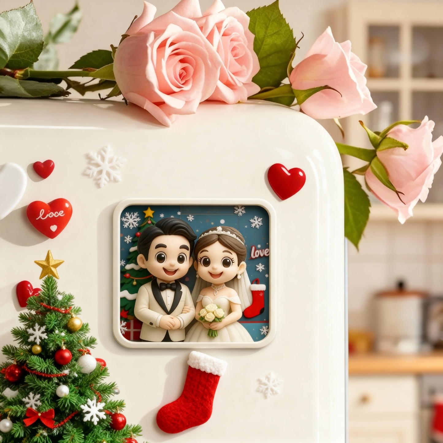 Custom 3D Printed Fridge Magnet - Personalized 3D Mini Character - Christmas-SELL MALL