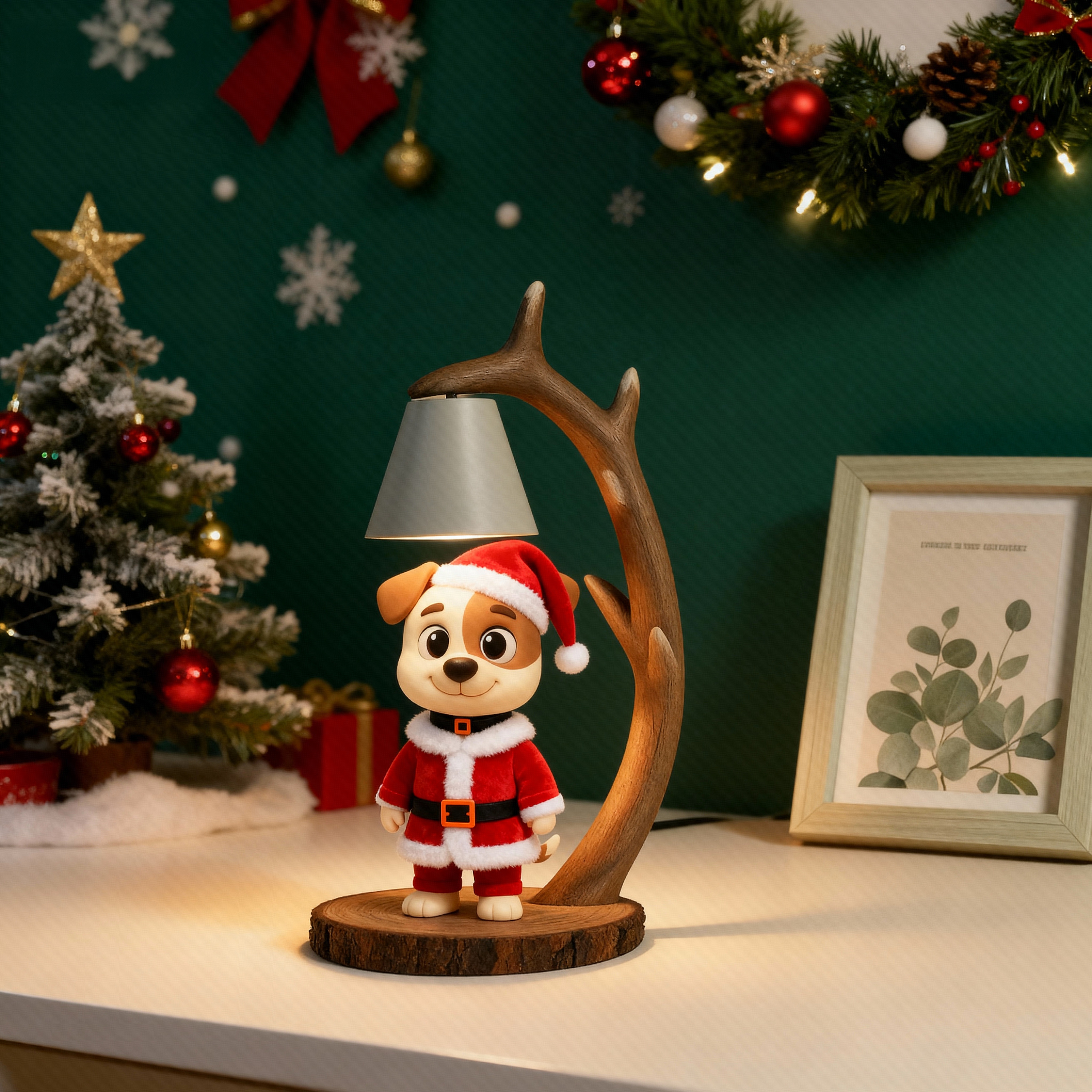 Custom 3D Figure Table Lamp - Wooden Antler Designed Night Light - Christmas-SELL MALL