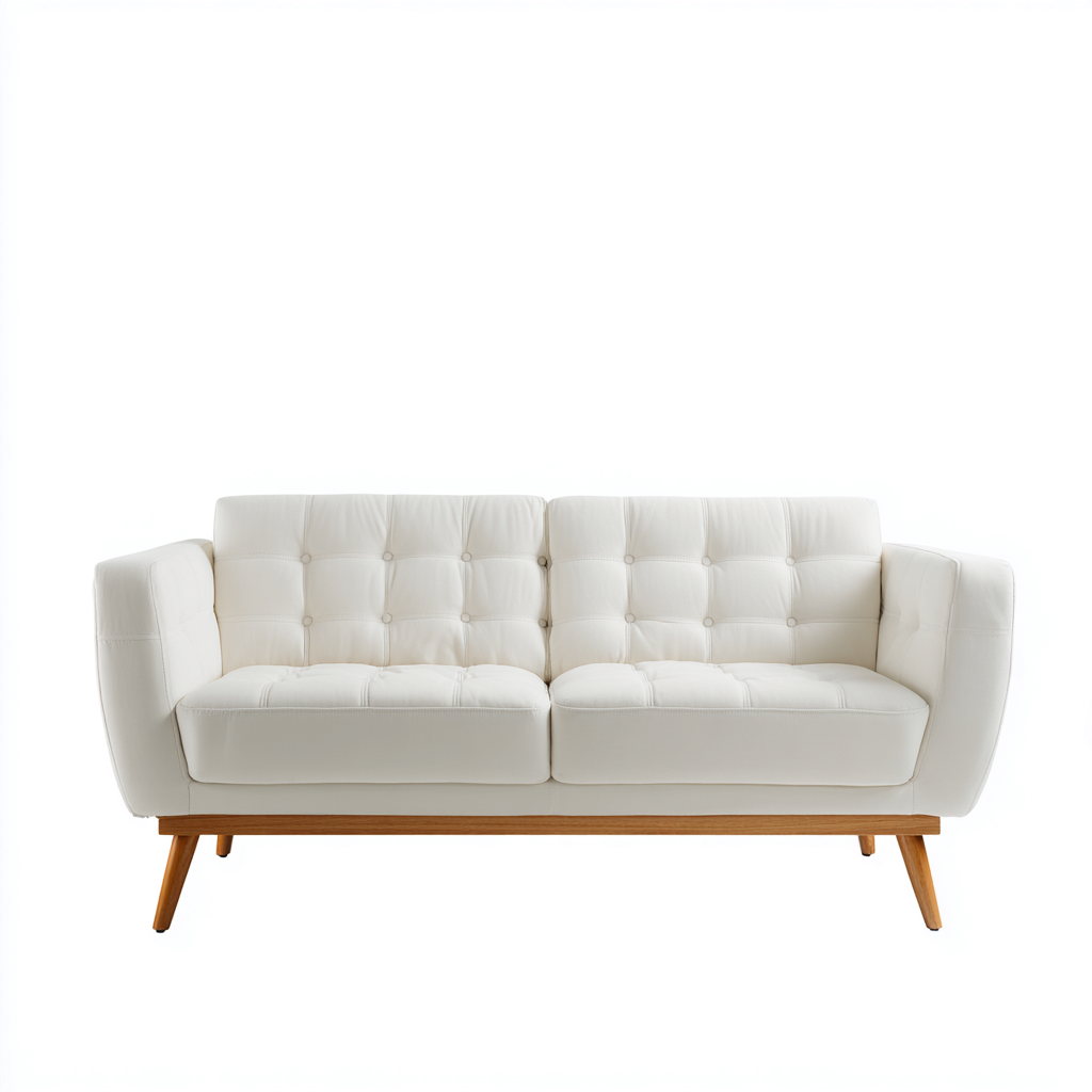 Canapé droit 2 places en tissu 160x85x82 cm - blanc - style scandinave moderne-Shelterora