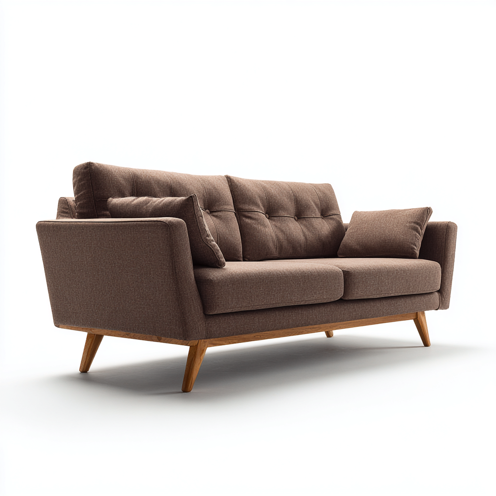 Canapé droit 3 places en tissu 200x88x84 cm - marron - style scandinave moderne-Shelterora