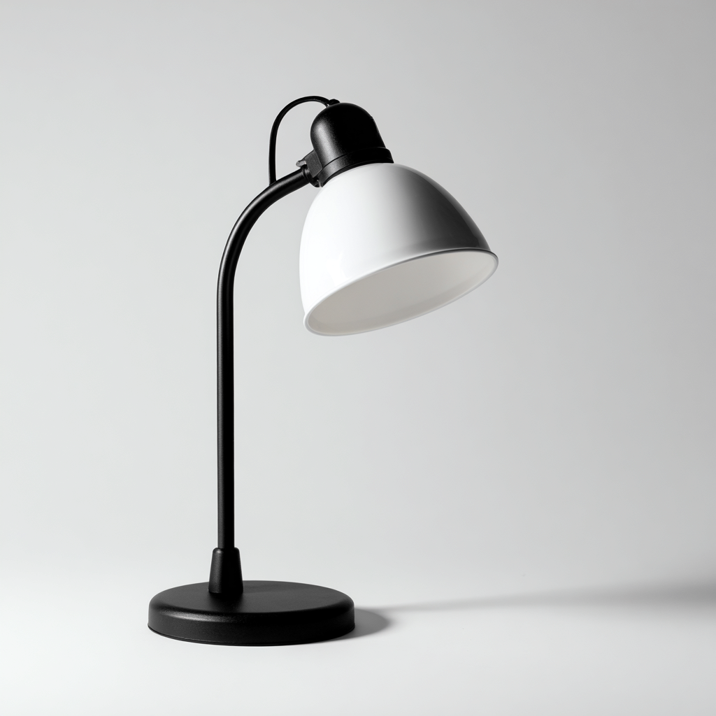 Lampe de bureau métal noir et abat-jour blanc 42x17 cm - style minimaliste - éclairage de lecture-Shelterora