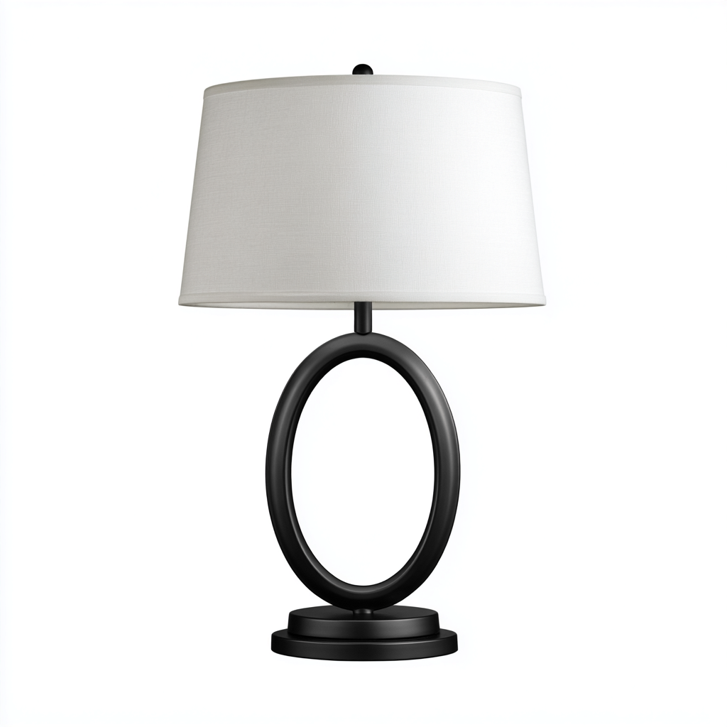 Lampe de table - métal noir et abat-jour blanc - base ovale arrondie - 58x27 cm - style moderne élégant-Shelterora