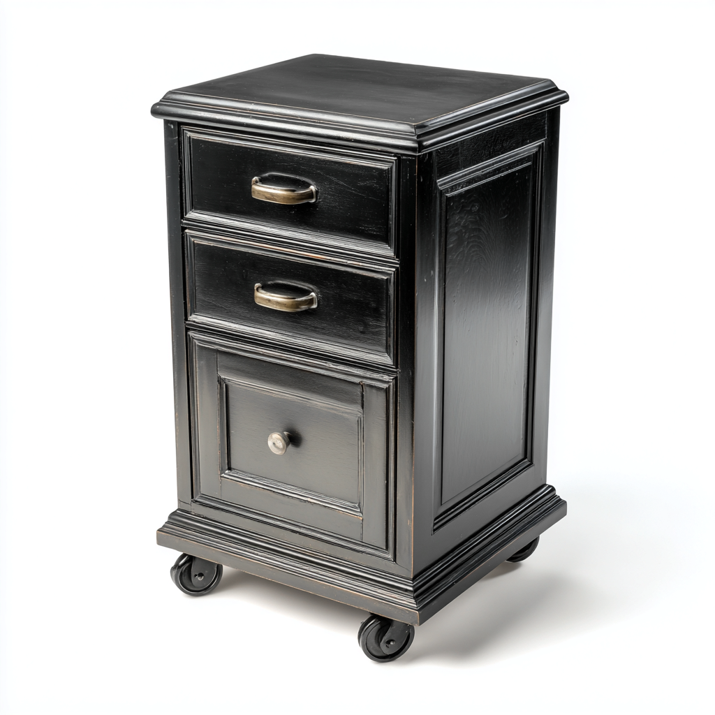 Fichier de classement 70x43x48 cm à roulettes - bois - 3 tiroirs - style classique-Shelterora