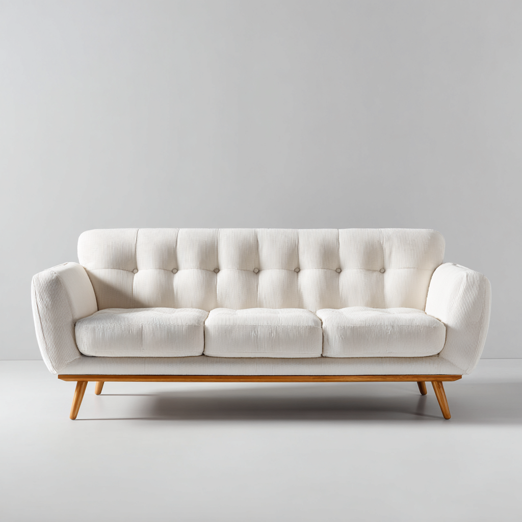 Canapé droit 3 places tissu 210x85x82 cm - blanc - style scandinave moderne-Shelterora