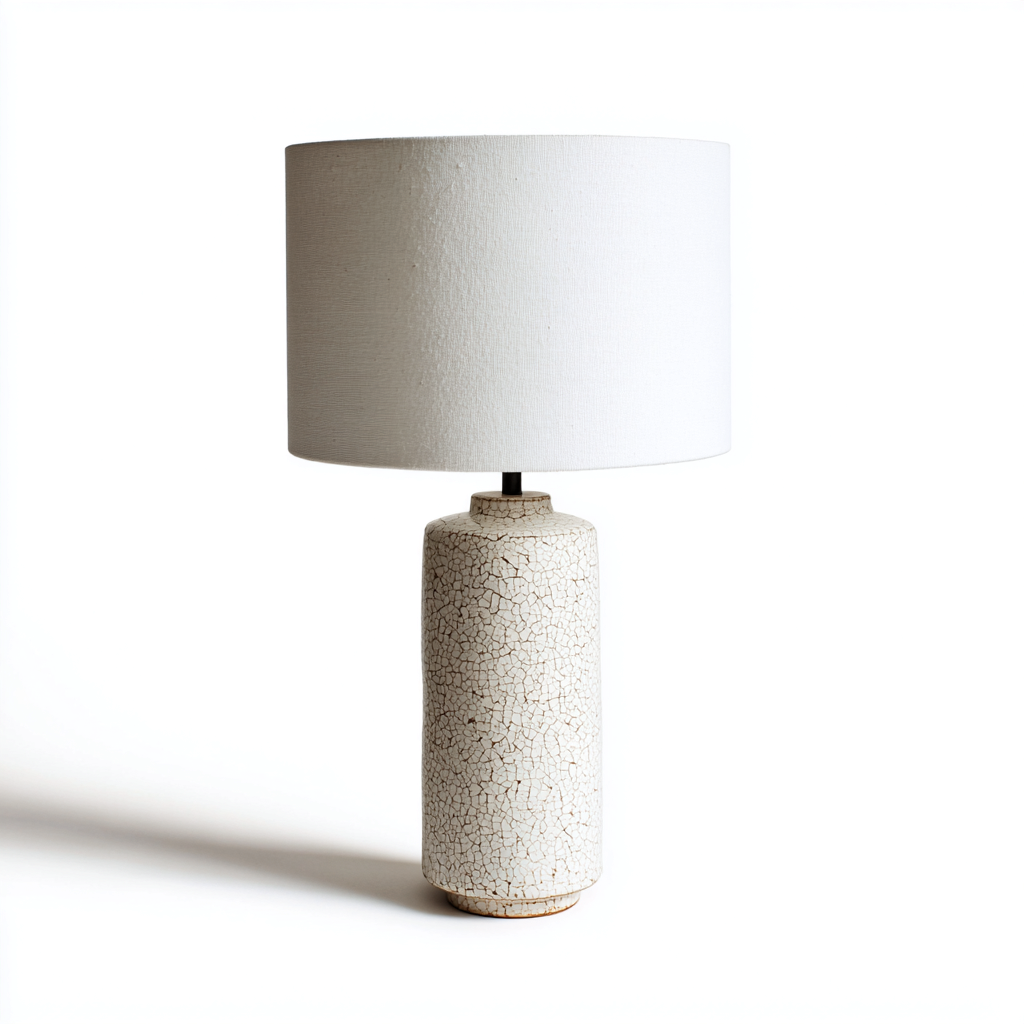 Lampe de table en céramique - corps texturé blanc - abat-jour en tissu - 55x32 cm - style moderne minimaliste-Shelterora