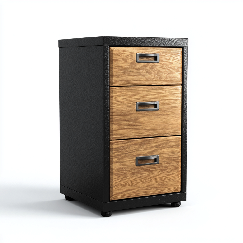 Fichier de classement 66x41x47 cm - bois et métal - 3 tiroirs - style industriel moderne-Shelterora