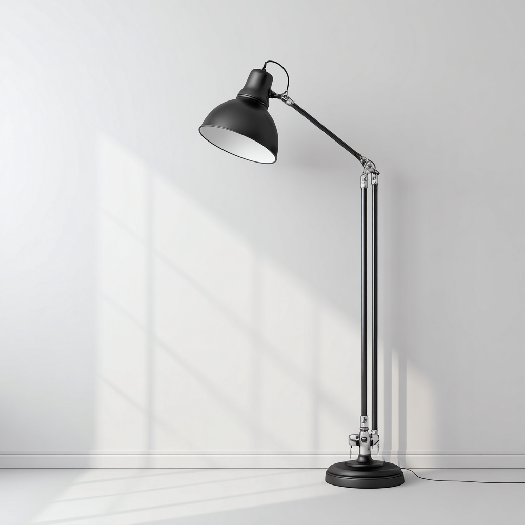 Lampe sur pied - métal noir avec finitions chromées - abat-jour orientable - 170x40 cm - style industriel-Shelterora