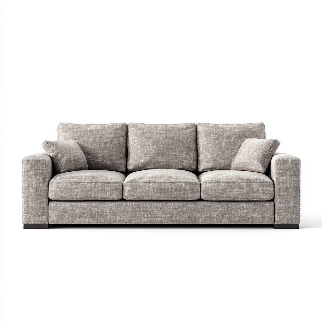 Canapé droit 3 places en tissu 215x95x85 cm - gris taupe - design contemporain confortable-Shelterora