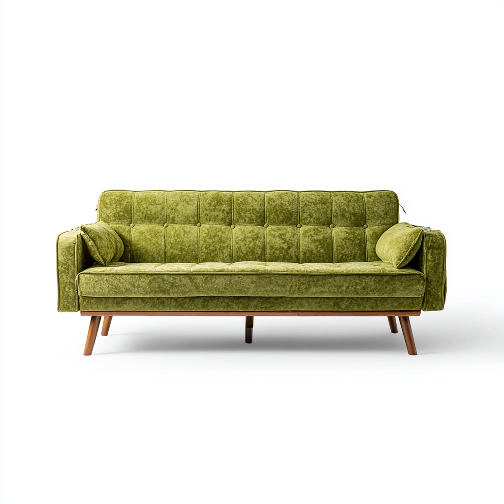 Canapé droit 3 places en velours 200x88x83 cm - vert olive - style scandinave moderne-Shelterora