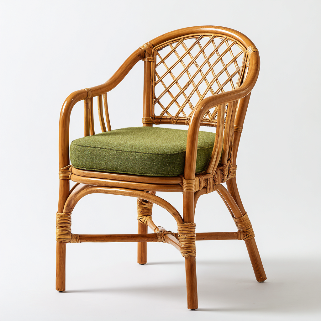 Fauteuil de jardin en rotin naturel 62x67x87 cm - beige/vert olive - usage intérieur/extérieur - style classique-Shelterora