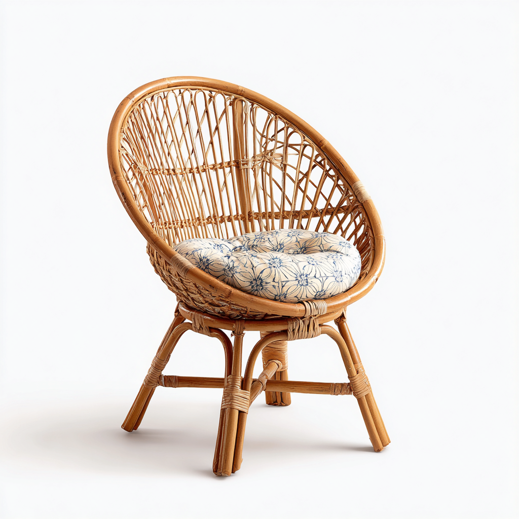 Fauteuil de jardin en rotin tressé 68x70x95 cm - naturel/bleu - dossier arrondi aéré - style bohème léger-Shelterora
