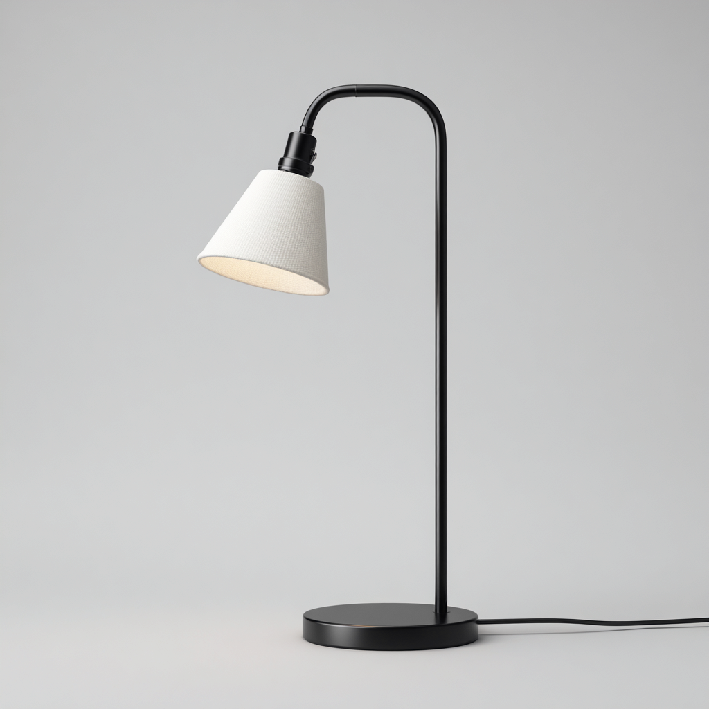 Lampe de bureau métal noir et abat-jour blanc 46x18 cm - style minimaliste - éclairage de travail-Shelterora