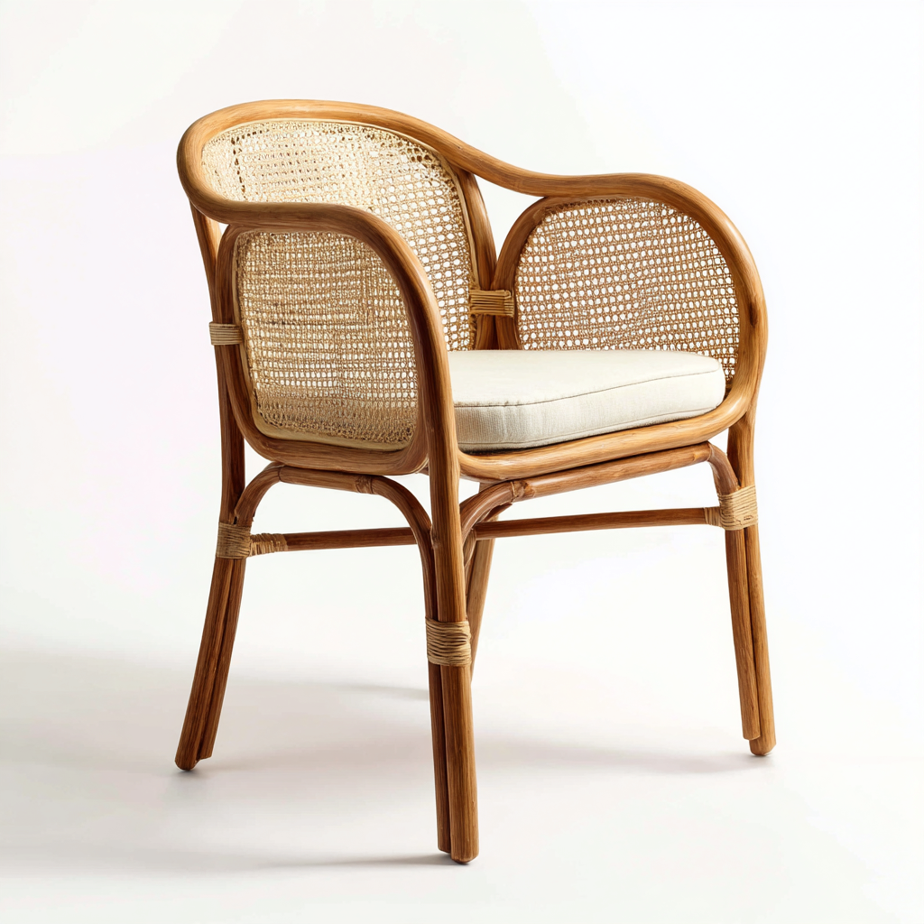 Fauteuil de jardin en rotin tressé 60x65x85 cm - beige - usage intérieur/extérieur - style naturel-Shelterora