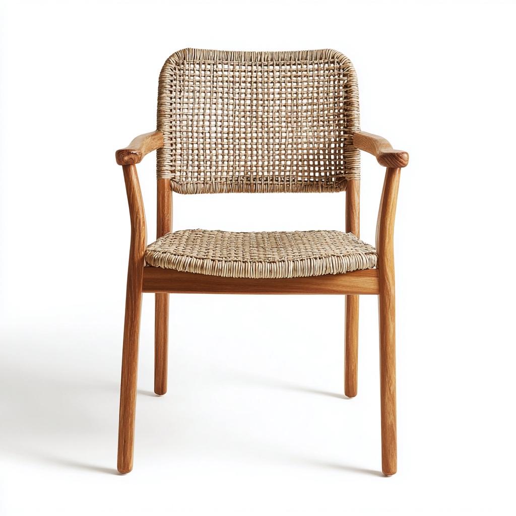 Chaise de jardin en rotin et bois 56x58x88 cm - naturel - assise et dossier tressés - style scandinave-Shelterora