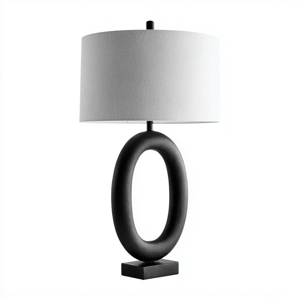 Lampe de table - métal noir et abat-jour blanc - base ovale décorative - 60x28 cm - style contemporain chic-Shelterora