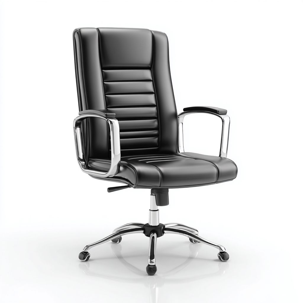 Chaise de bureau - simili cuir noir - 110x65x65 cm - accoudoirs rembourrés - hauteur réglable - piètement à roulettes chromé - design ergonomique-Shelterora