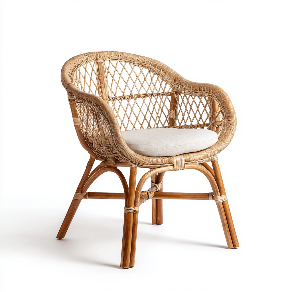 Fauteuil de jardin en rotin tressé 65x70x85 cm - naturel/beige - léger et confortable - style bohème-Shelterora