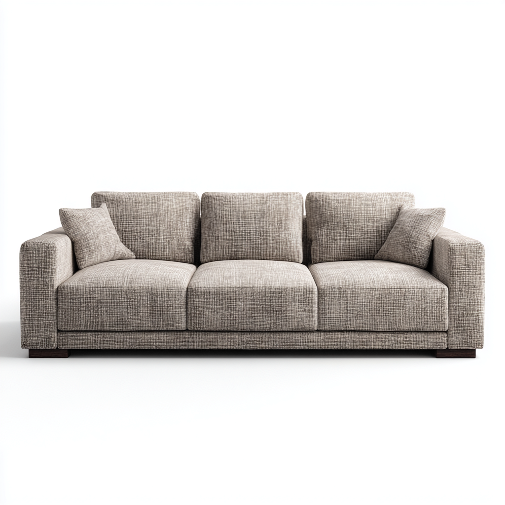 Canapé droit 3 places en tissu 230x95x85 cm - gris clair - style contemporain confortable-Shelterora