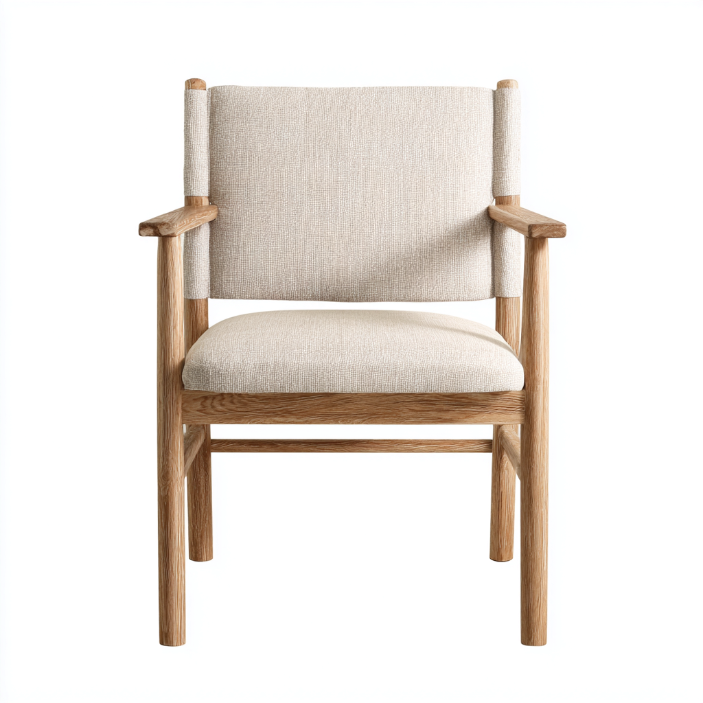 Fauteuil en bois avec assise et dossier rembourrés 62x65x85 cm - beige - style scandinave-Shelterora