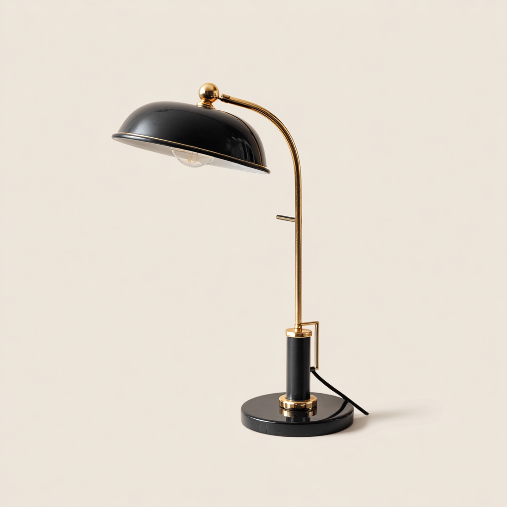 Lampe de bureau métal noir et doré 48x19 cm - style élégant - éclairage décoratif-Shelterora