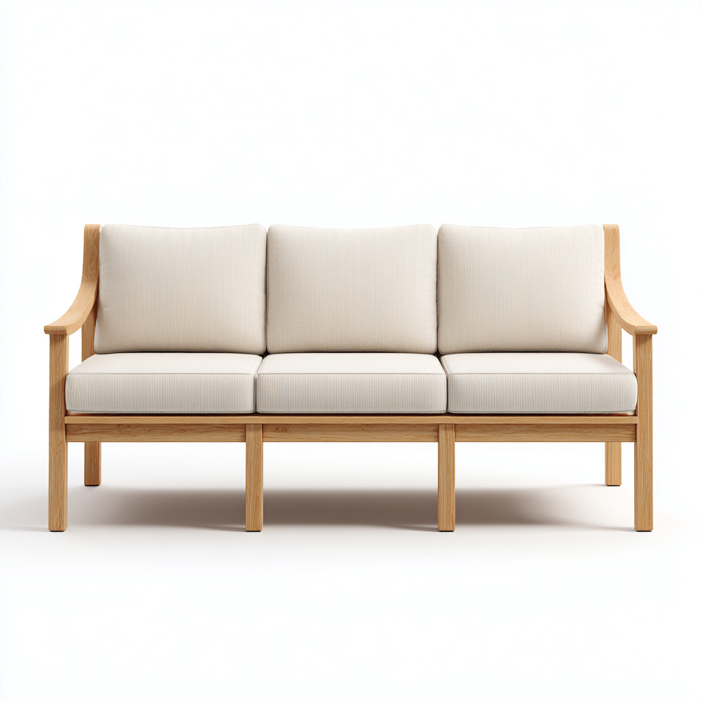 Canapé d'extérieur 3 places en bois clair 180x75x80 cm - beige/naturel - style moderne minimaliste-Shelterora