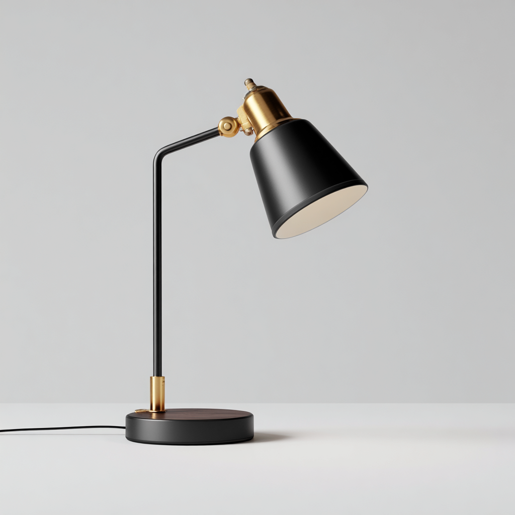 Lampe de bureau métal noir et doré 50x20 cm - style moderne - éclairage de travail-Shelterora