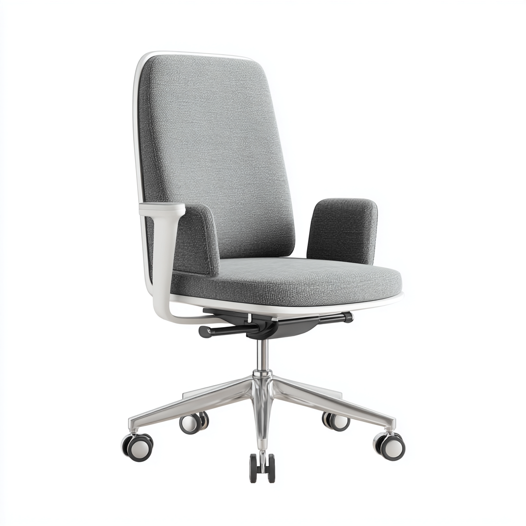 Chaise de bureau en tissu gris avec accoudoirs - design ergonomique réglable 104x60x62 cm-Shelterora