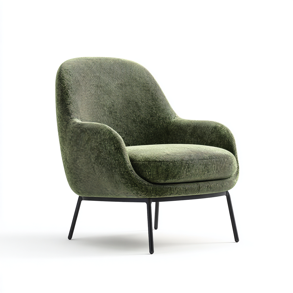 Fauteuil en velours côtelé avec piètement métal 88x85x92 cm - vert - style moderne-Shelterora