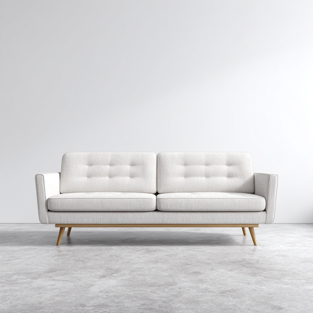 Canapé droit 3 places en tissu 210x90x85 cm - blanc - style moderne scandinave-Shelterora