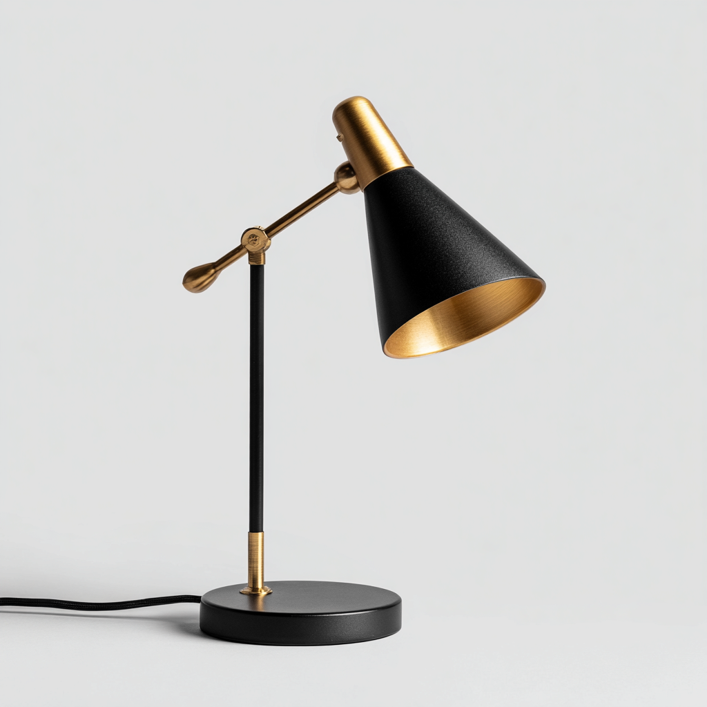 Lampe de bureau métal noir et doré 52x18 cm - style moderne - éclairage de travail-Shelterora