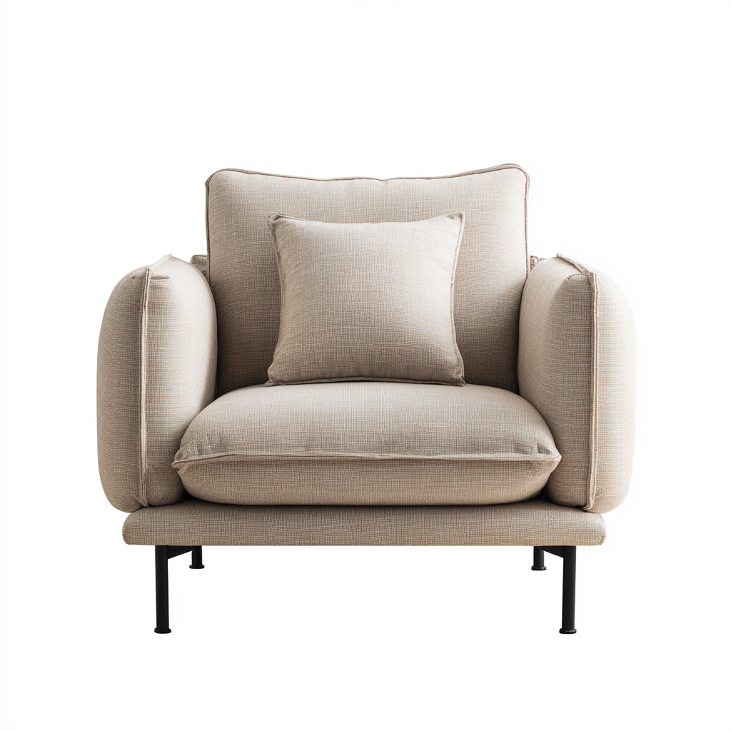 Fauteuil en tissu lin avec accoudoirs 90x92x95 cm - beige - style contemporain élégant et confortable-Shelterora