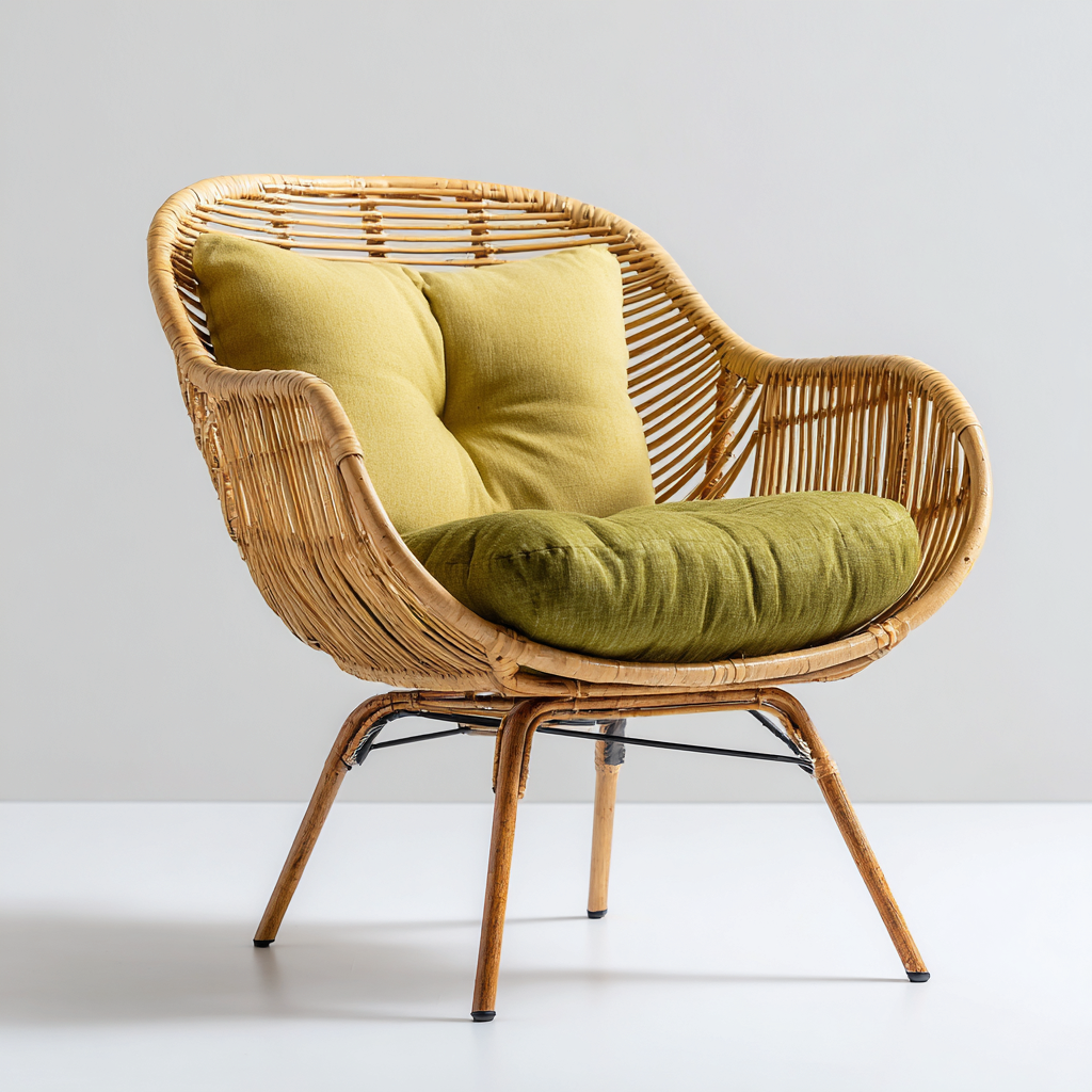 Fauteuil de jardin en rotin tressé 73x77x92 cm - beige/vert olive - usage intérieur/extérieur - style scandinave-Shelterora
