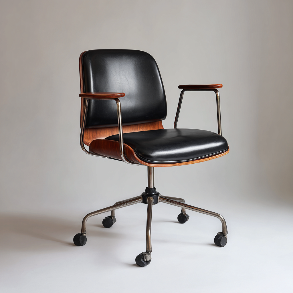 Chaise de bureau en cuir noir avec accoudoirs - pivotante - réglable en hauteur - 95-105 cm - 60 cm - 60 cm - moderne - confort ergonomique - pour bureau ou maison-Shelterora