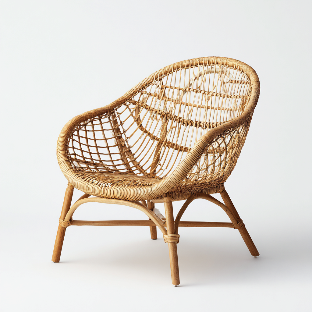 Fauteuil de jardin en rotin tressé 70x75x85 cm - naturel - léger et aéré - style bohème-Shelterora