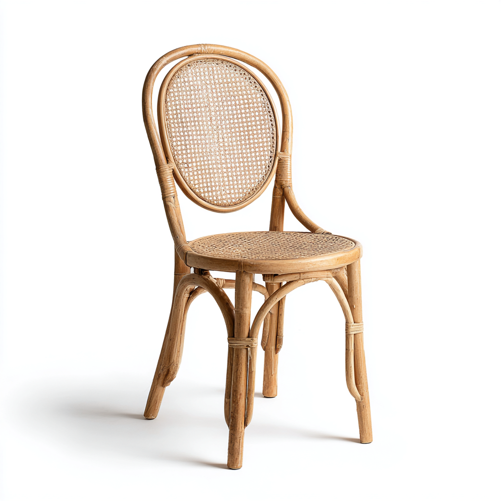 Chaise de jardin en rotin tressé 45x50x90 cm - naturel - assise et dossier cannés - style classique-Shelterora