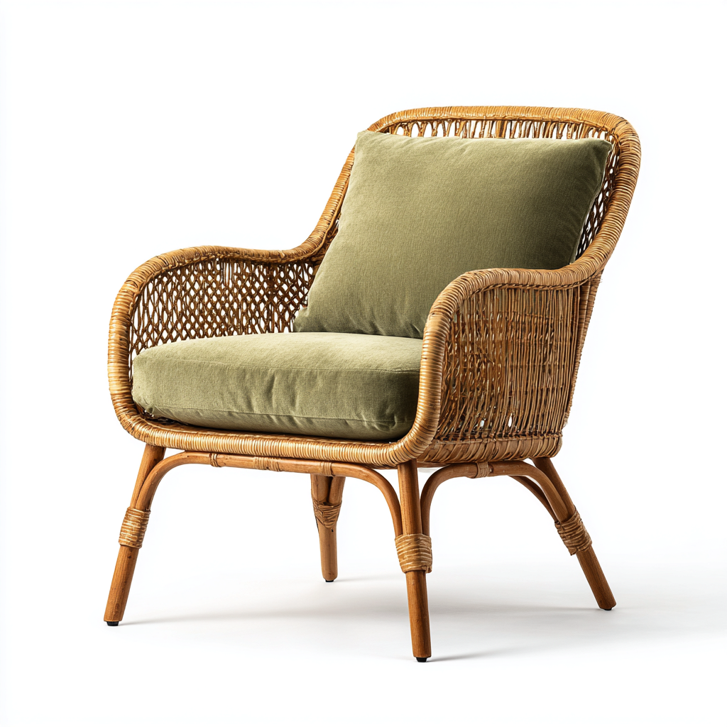 Fauteuil de jardin en rotin tressé 70x75x90 cm - beige/vert olive - usage intérieur/extérieur - style naturel-Shelterora