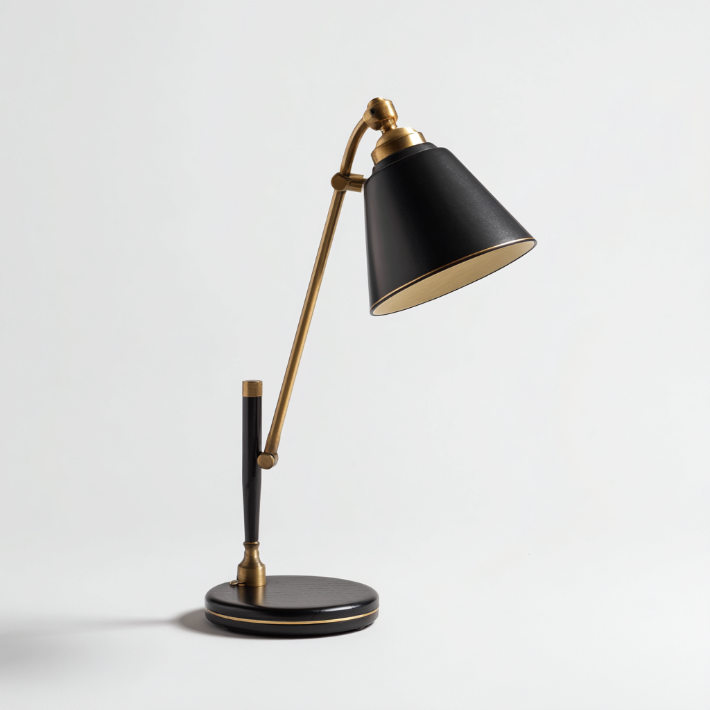 Lampe de bureau métal noir et doré 54x21 cm - style industriel - éclairage de lecture-Shelterora