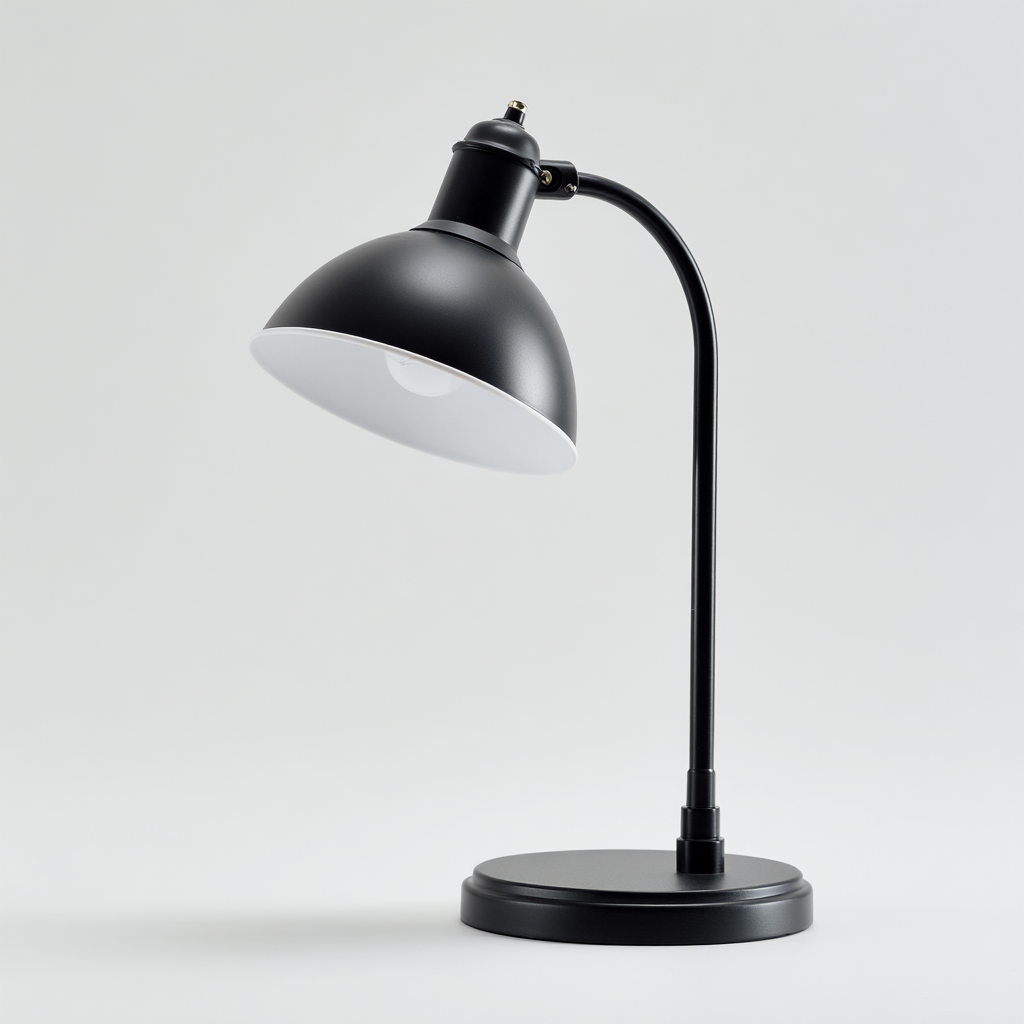 Lampe de bureau - métal noir - abat-jour hémisphérique - 42x20 cm - style minimaliste fonctionnel-Shelterora